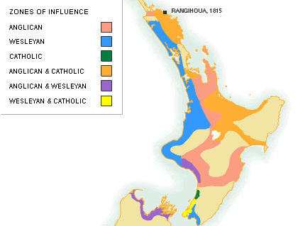 Map showing missionary influence