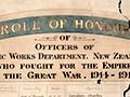 Public Works Department roll of honour board