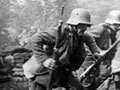 German soldiers exit trench