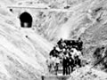 Railway workers at Chain Hills tunnel