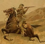 Painting of rider on horse