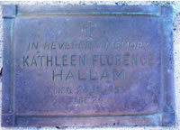 Plaque for Kathleen Hallam