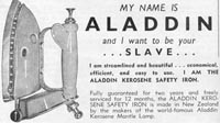 Aladdin iron advertisement - links to enlargement and description