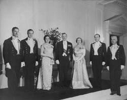 Sir Bernard and Lady Freyberg, with official staff