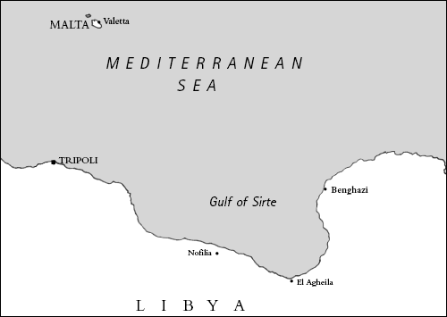 Map shoing location of Libyan battle sites