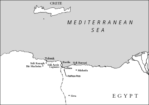 Map showing location of Tobruk