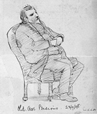 Sketch of Seddon asleep on a chair