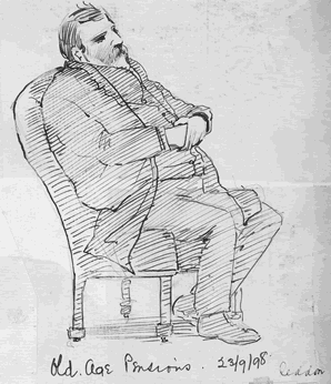 Sketch of Seddon asleep in chair