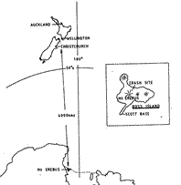 Map showing location of Mt 
        Erebus in relation to NZ