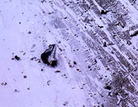 Detached tail of aeroplane on snow