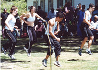 Young people doing aerobics