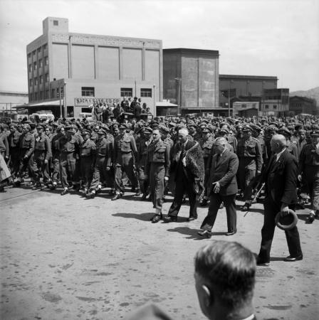 Soldiers marching on sand