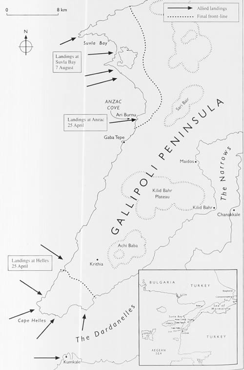 Gallipoli landings map