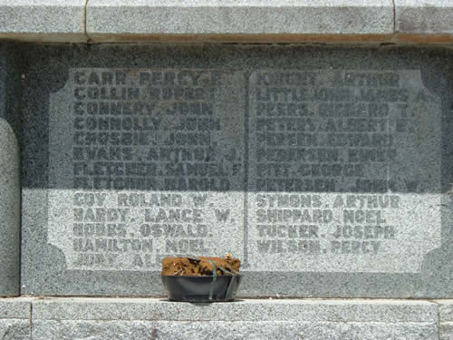 WW1 names, Onga Onga memorial (detail)