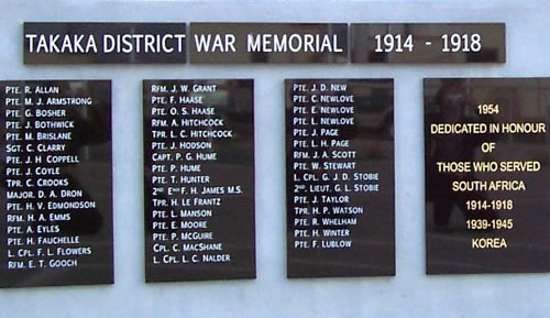 Takaka memorial names