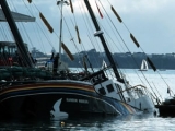 <em>Rainbow Warrior</em> sunk in Auckland harbour