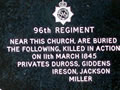 96th Regiment NZ Wars memorial plaque