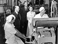 Royal couple at the Bell Block dairy factory, 1954