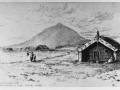 Etching of Māori King's residence, Whatiwhatihoe