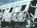 wrecked train carriage