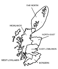 Map 
               of Scotland showing regional boundaries