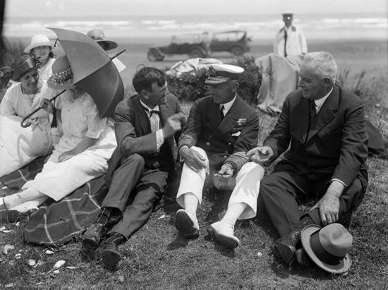 Viscount Jellicoe on beach