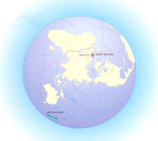 Map showing immigration route from Britain