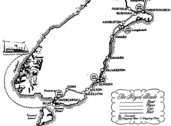 Map of lower South Island