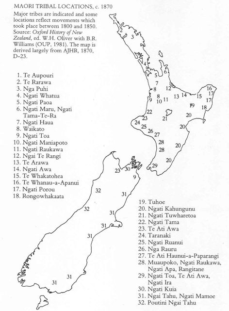 Map of tribal locations in 1870