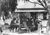 Early meeting of Waitangi Natioanl Trust Board held in front of house (8k)