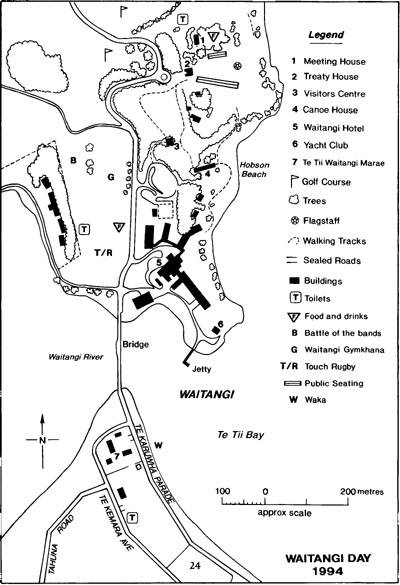 Map of treaty house and grounds at Waitangi (1994) - 45k